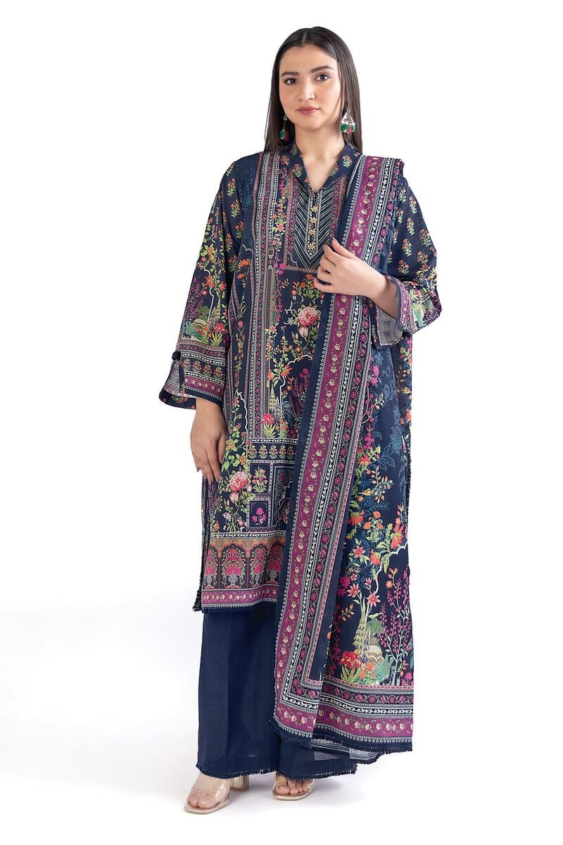 Printed | Slub Lawn Fabrics 3 Piece